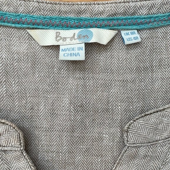 BODEN Linen Beige Tan Dress with Pockets - Picture 3 of 9